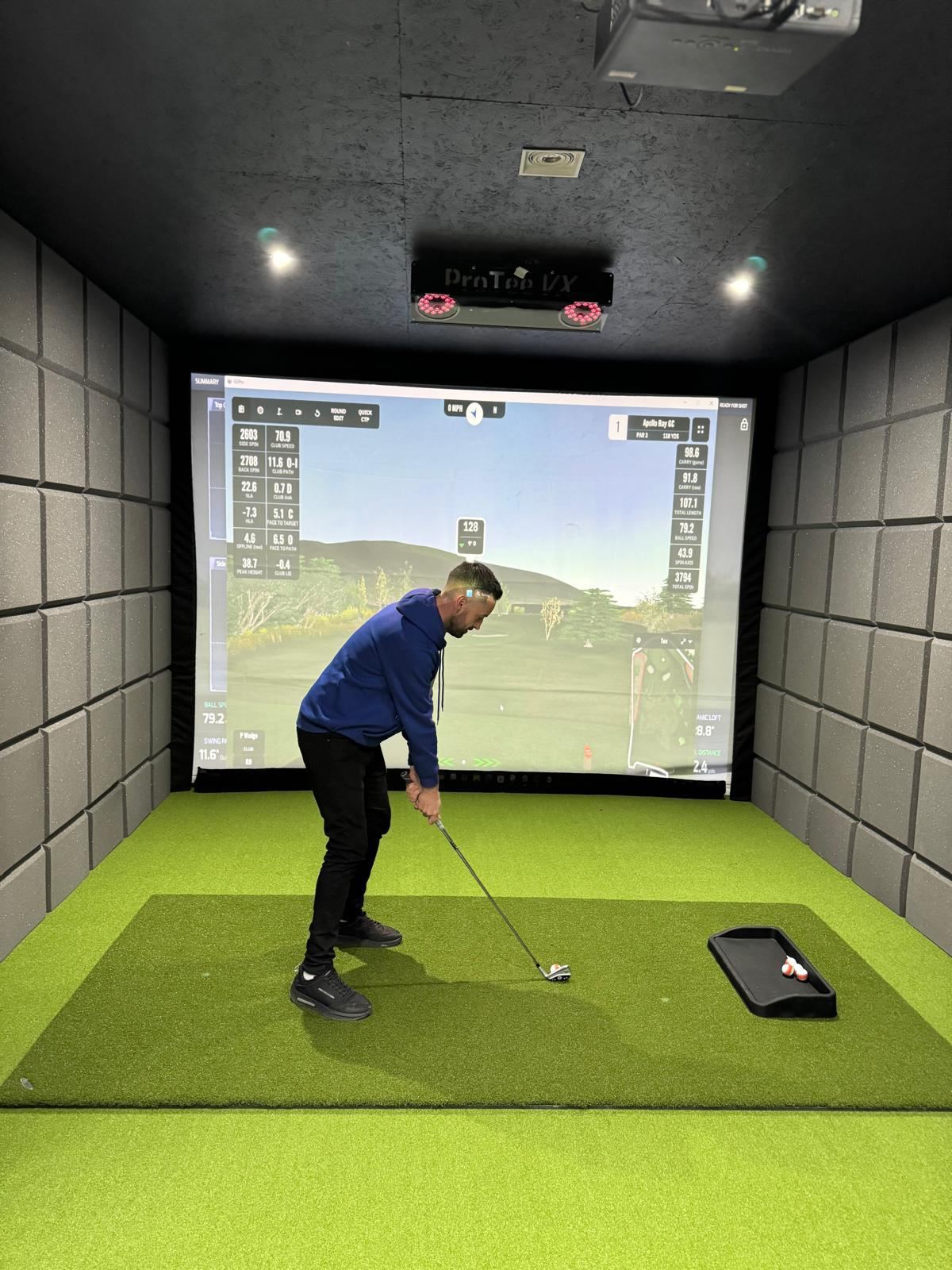 Golf simulator room in use — Crowthorne Construction, Berkshire