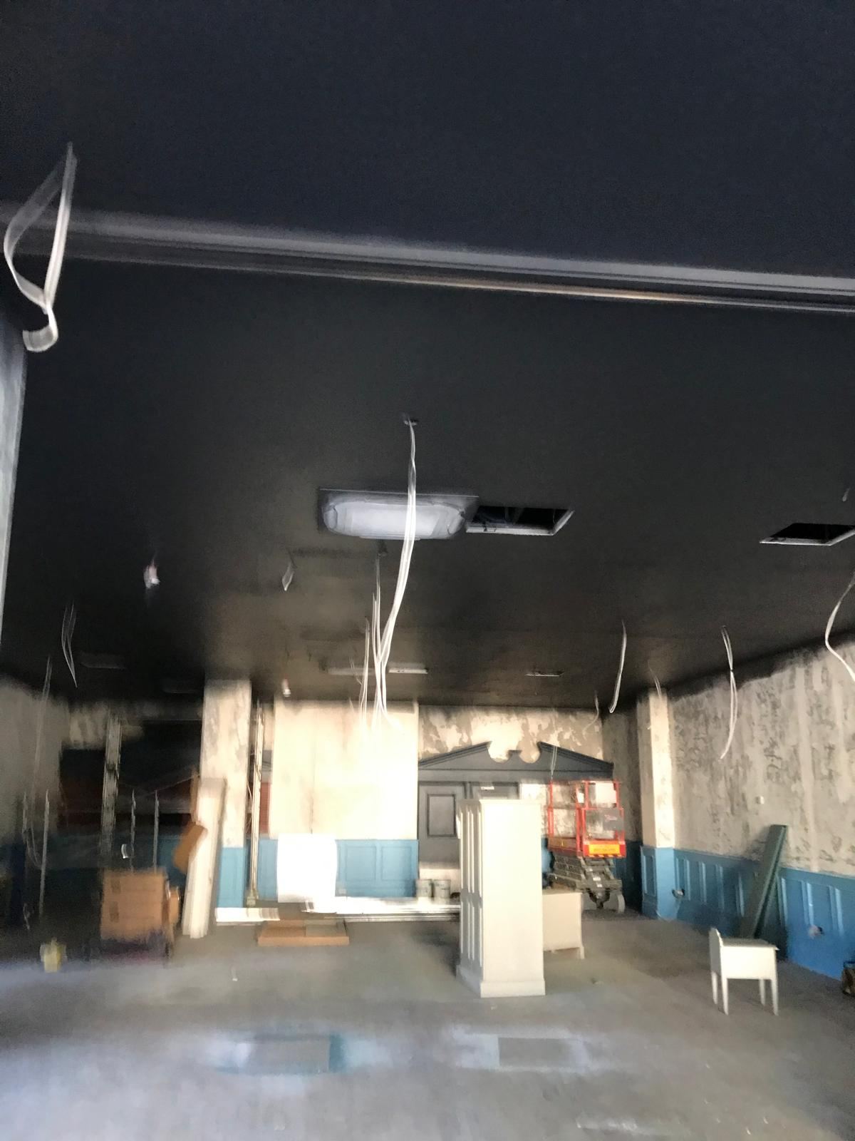 Hotel dining room ceiling plastered and ready — Crowthorne Construction